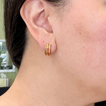 Princess Cut Orange Sapphire Earrings 18k Yellow Gold - Jacob's Diamond and Estate Jewelry