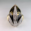 Vintage Black Enamel and Diamond Tulip Ring 18k Yellow Gold