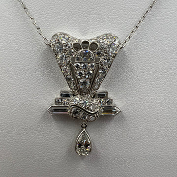 Art Deco Diamond Platinum Pendant Necklace Circa 1925