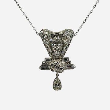 Art Deco Diamond Platinum Pendant Necklace Circa 1925