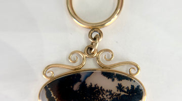1890's Victorian Dendritic Moss Agate Fob Pendant 14k/Gold Filled