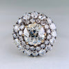 Vintage Old Mine Cut Diamond Double Halo Engagement Ring 4 Carats TW, 18k/Silver