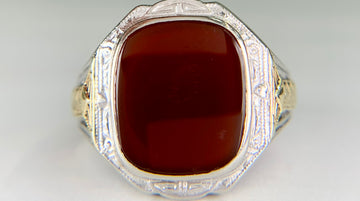 Art Deco Ostby Barton Carnelian Ring 10k Gold