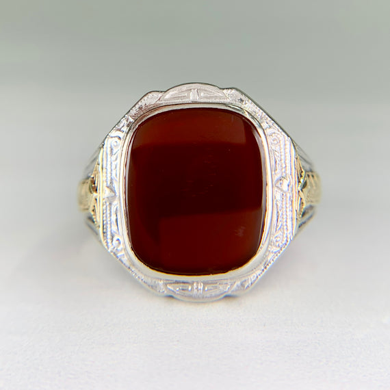 Art Deco Ostby Barton Carnelian Ring 10k Gold - Jacob's Diamond and Estate Jewelry