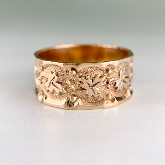 Antique 1890's Victorian Maple Leaf Cigar Band 10k Gold
