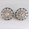 Vintage Old Mine Diamond Cluster-Button Earrings 18k Yellow Gold
