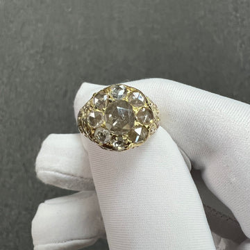 Victorian Rose Cut Diamond Cluster Ring Circa 1890s