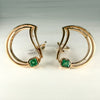 1990's Abstract Emerald "D" Statement Earrings 14k Yellow Gold