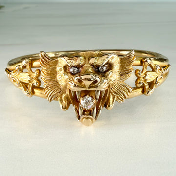 Antique 1905 Art Nouveau Griffin Bracelet 14k Yellow Gold - Jacob's Diamond and Estate Jewelry