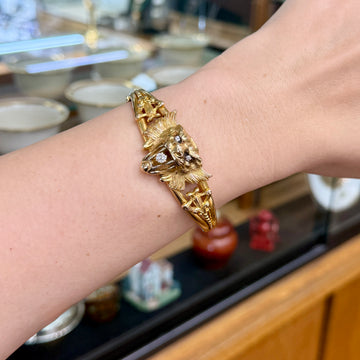 Antique 1905 Art Nouveau Griffin Bracelet 14k Yellow Gold - Jacob's Diamond and Estate Jewelry