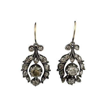 Georgian Rose Cut Diamond Drop Earrings Circa 1810