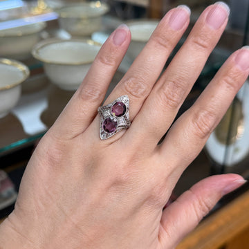 Antique 1910 Edwardian Spinel and Diamond Ring 14k/Platinum - Jacob's Diamond and Estate Jewelry
