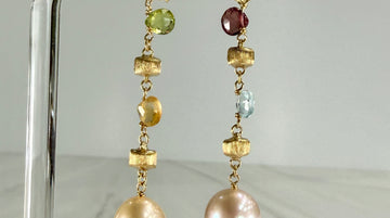 Marco Bicego Pearl and Gemstone Drop Dangle Earrings 18k Yellow Gold