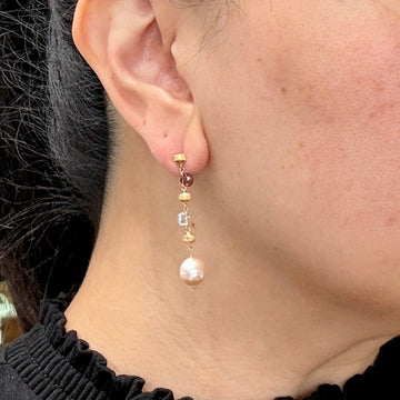 Marco Bicego Pearl and Gemstone Drop Dangle Earrings 18k Yellow Gold - Jacob's Diamond and Estate Jewelry