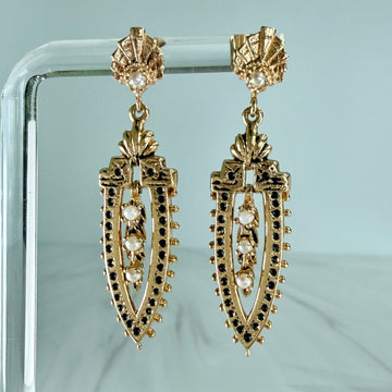 Vintage 1960's Seed Pearl Drop Dangle Earrings 14k Yellow Gold - Jacob's Diamond and Estate Jewelry