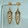 Vintage 1960's Seed Pearl Drop Dangle Earrings 14k Yellow Gold