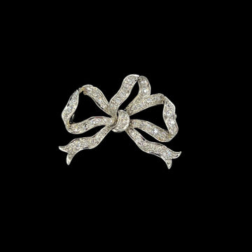 Tiffany Edwardian Old Mine Cut Diamond Platinum And 18k Gold Bow Brooch Circa 1910