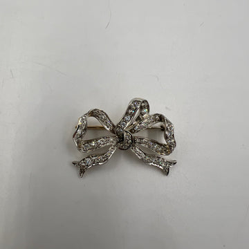 Tiffany Edwardian Old Mine Cut Diamond Platinum And 18k Gold Bow Brooch Circa 1910