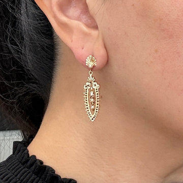 Vintage 1960's Seed Pearl Drop Dangle Earrings 14k Yellow Gold - Jacob's Diamond and Estate Jewelry