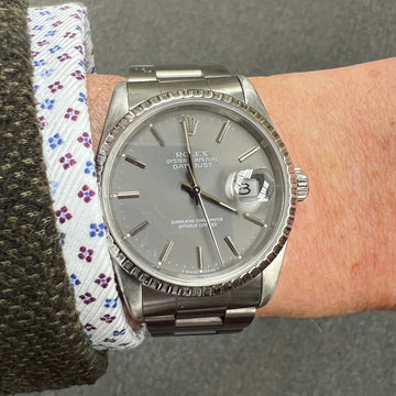 1989 Rolex Datejust Oyster Perpetual Gray Dial Stainless Steel Watch