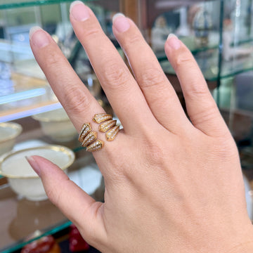 David Yurman Roman Three Row Diamond Statement Ring 18k Yellow Gold - Jacob's Diamond and Estate Jewelry