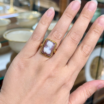 Antique 1900 Hardstone Cameo Ring 18k - Jacob's Diamond and Estate Jewelry