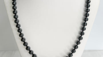 Vintage Tiffany & Co. Bead Strand Hematite and Sterling Silver Necklace 29"
