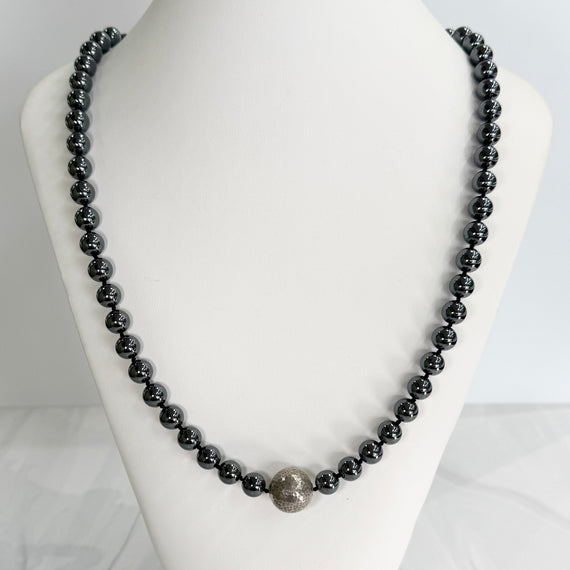 Vintage Tiffany & Co. Bead Strand Hematite and Sterling Silver Necklace 29