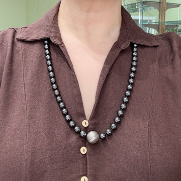 Vintage Tiffany & Co. Bead Strand Hematite and Sterling Silver Necklace 29" - Jacob's Diamond and Estate Jewelry