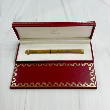 Must De Cartier Pen Vendome Trinity Ball Point 18k Gold Plated Accessory - Jacob's Diamond and Estate Jewelry