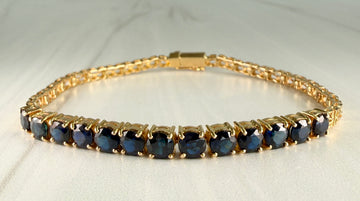 Blue Sapphire Half Tennis Bracelet 14k Yellow Gold