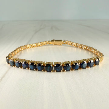Blue Sapphire Half Tennis Bracelet 14k Yellow Gold