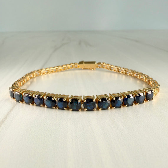 Blue Sapphire Half Tennis Bracelet 14k Yellow Gold