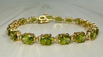 Oval Peridot Tennis Bracelet 14k Yellow Gold