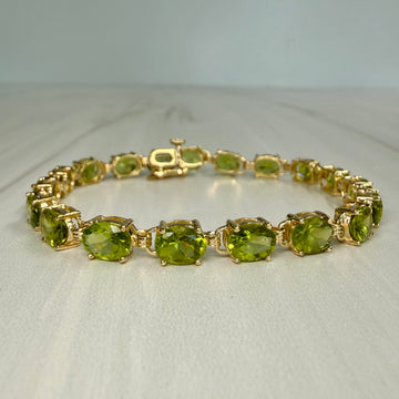 Oval Peridot Tennis Bracelet 14k Yellow Gold - Jacob's Diamond and Estate Jewelry