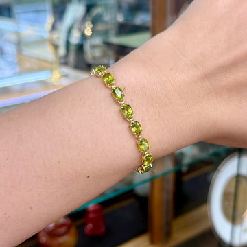 Oval Peridot Tennis Bracelet 14k Yellow Gold - Jacob's Diamond and Estate Jewelry