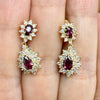 Vintage Ruby and Diamond Dangle Earrings 14k Yellow Gold