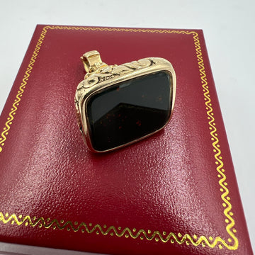 1880s Victorian Bloodstone 14k Yellow Gold Fob