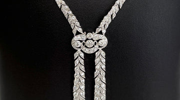 Antique 1910 Edwardian Old Cut Diamond Drop Necklace Platinum