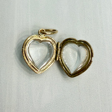 Antique Circa 1900 Heart Shaped Pools of Light Locket Pendant 14k Yellow Gold