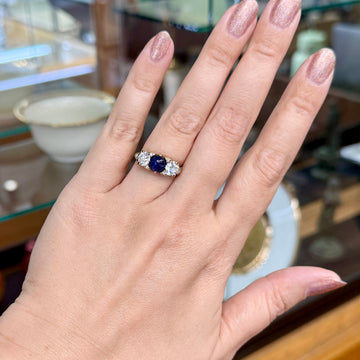 Antique 1910 No Heat Sapphire and Old European Diamond Ring 12-14k Gold