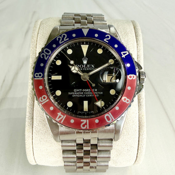 Vintage Rolex GMT-Master Ref 1675 Pepsi Stainless Steel Bracelet Watch