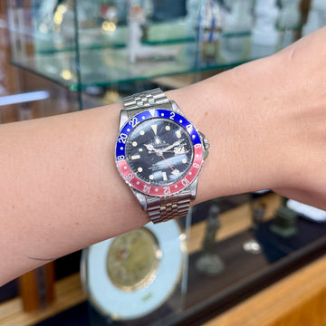 Vintage Rolex GMT-Master Ref 1675 Pepsi Watch, Stainless Steel, 1977