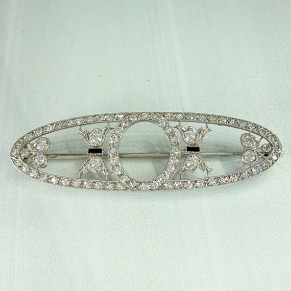 Antique Edwardian Dreicer & Co. Old Cut Diamond Brooch Platinum