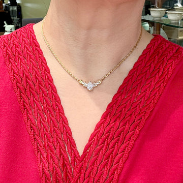 Diamond Pear and Baguette Necklace 14k Yellow Gold