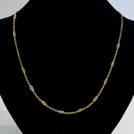 1930's Vintage Link Gold Chain Necklace 18k Yellow Gold