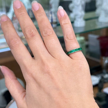Vintage Emerald Eternity Band Ring Platinum