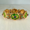Vintage 1960's Enamel Sapphire and Emerald Bracelet 18k Yellow Gold