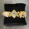 Vintage 1950's Intricate Gemstone Slide Bracelet 14k Yellow Gold