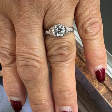 1910 Edwardian Old European Diamond Platinum Engagement Ring